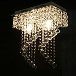 Surpars House Flush Mount 2-Light Crystal Chandelier, Length:15″ Width:7.87″ Height: ...