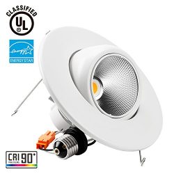 TORCHSTAR High CRI90+ 6inch Dimmable Gimbal Recessed LED Downlight, 10W (75W Equiv.), ENERGY STA ...