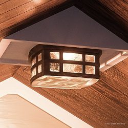 Luxury Craftsman Outdoor Ceiling Light, Small Size: 5.75″H x 12″W, with Tudor Style  ...