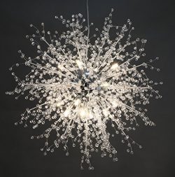 GDNS Chandeliers Firework LED Light Stainless Steel Crystal Pendant Lighting LED Globe Living Room