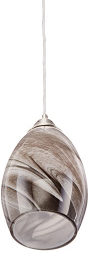 Elk 31133/1ASH-LED Formations 1-LED Light Pendant with Ashflow Glass Shade, 5 by 9-Inch, Satin N ...
