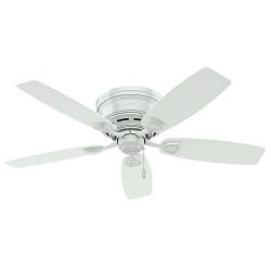 Hunter 53119 Sea Wind 48-inch ETL Damp Listed, White Ceiling Fan with Five White Plastic Blades