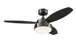 42-Inch Gun Metal Indoor Ceiling Fan, Light Kit with Opal Frosted Glass – Black/Graphite R ...