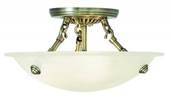 Livex Lighting 4272-01 Oasis 3-Light Ceiling Mount, Antique Brass