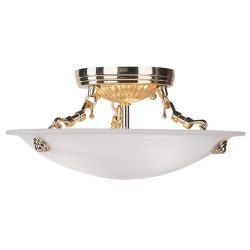 Livex Lighting 4272-02 Oasis 3-Light Ceiling Mount, Polished Brass