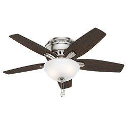 Hunter 51082 Newsome Ceiling Fan with Light, 42″/Small, Brushed Nickel