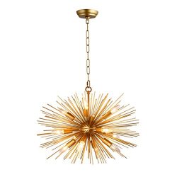 Decomust 24 Inch Astra Sputnik Satellite Pendant Light Chandelier Plated Gold Ceiling Light Fixture