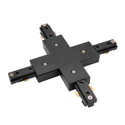 uxcell Track Connector 3-Wire 4-Way Rail Joiner Light Mounted Fitting Black