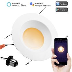 LOHAS 6 Inch Dimmable APP Control Smart LED Downlight, Wi-Fi Retrofit Light Tunable Warm to Whit ...