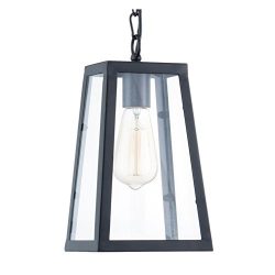 Light Society Serendipity Mini Pendant Light, Matte Black Shade with Clear Glass Panels, Vintage ...