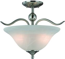 Hardware House H10-4289 Dover Semi Flush Mount Ceiling Light, Satin Nickel