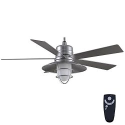 Home Decorators Collection Grayton 54 in. LED Indoor/Outdoor Galvanized Ceiling Fan with Light K ...