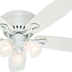 Hunter Fan 52″ White Finish Low Profile Ceiling Fan with Swirled Marble Glass Light Kit (C ...