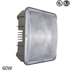 ccclighting 60W LED Canopy Lights Outdoor Gas Station 5000K HID/MH Equivalent to 250W 6000Lumens ...