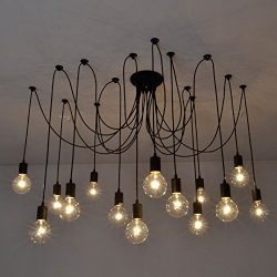 Fuloon Vintage Edison Multiple Ajustable DIY Ceiling Spider Lamp Light Pendant Lighting Chandeli ...