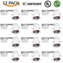 Sunco Lighting 12 PACK – 4″ inch Remodel LED Can Air Tight IC Housing LED Recessed L ...