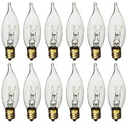 (Pack of 12) 60 Watt Chandelier Bulbs Clear Flame Shaped Incandescent Chandelier Light Bulbs, Ca ...