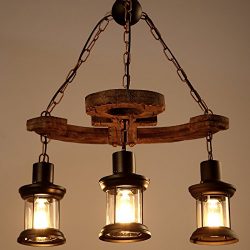 LightInTheBox 3 Heads Industrial Loft Style Amercian Countryside Vintage Wooden Chandelier Lamp  ...