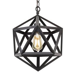 Revel / Kira Home Trenton 16″ Industrial Black Wrought Iron Metal Chandelier