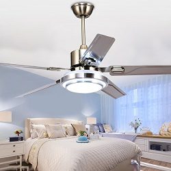 Tropicalfan Modern Metal Ceiling Fan with One Acrylic Cover LED 3 Changing Light Remote Control  ...