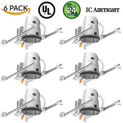 6 Pieces 4″ New Construction LED Can Air Tight IC Housing LED Recessed Lighting