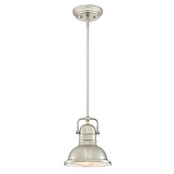 Westinghouse 6334600 Boswell One-Light LED Indoor Mini Pendant, Brushed Nickel Finish with Prism ...