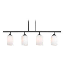 Modern Island Light with White Glass in Matte Black Finish