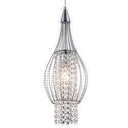 Crystal Pendant Lighting 1 Light Chrome Chandeliers Kitchen Island Ceiling Light Fixtures