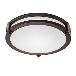 GetInLight LED Flush Mount Ceiling Light, 14-Inch, 20W(100W equivalent), Bronze Finish, 3000K(So ...