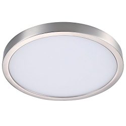 GetInLight Round 10-inch Dimmable Flush Mount Ceiling Fixture, (2nd Generation), 17 Watt, Brushe ...