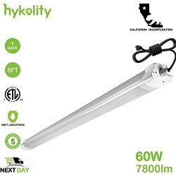Hykolity 8FT LED Vapor and Water Tight Proof Wrap Flushmount Ceiling Light Fixture 60W [150W Equ ...