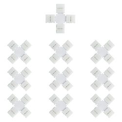 LightingWill 10pcs/Pack X Crossing Shape Solderless Snap Down 2Conductor LED Strip Connector for ...