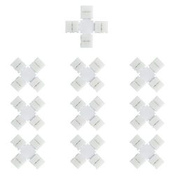 LightingWill 10pcs/Pack X Crossing Shape Solderless Snap Down 2Conductor LED Strip Connector for ...