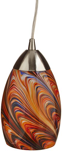 Elk 10089/1RV Mini Vortex 1-Light Pendant with Rainbow Glass Shade, 4 by 7-Inch, Satin Nickel Finish