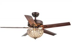 Whse of Tiffany CFL-8111 Catalina 3-Light Bronze-Finished 5-Blade 48″ Crystal Ceiling Fan