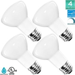 4-Pack R20 LED Bulb, Luxrite, 45W Equivalent, 5000K Bright White, Dimmable, 460 Lumens, BR20 LED ...