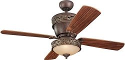 Monte Carlo 4VG42/28TBD-L, Villager Flush Mount Ceiling Fan with Light, 42”, Tuscan Bronze