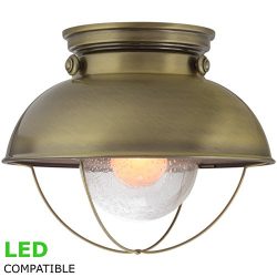 Kira Home Bayside 11″ Industrial Farmhouse Flush Mount Ceiling Light + Bubble Glass Shade, ...