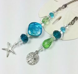 Ceiling Fan Light Pull Chain Set Starfish Sand Dollar Aqua