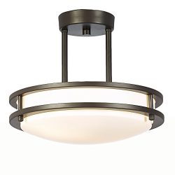 Glanzhaus Modern 11.8 Inches 2 Lights Oil-Rubbed Bronze White Tempered Acrylic Shade Flush Mount ...