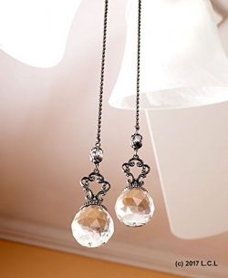 Set of 2 Vintage-Style Jeweled Ceiling Fan Chain Pulls CLEAR Elegant