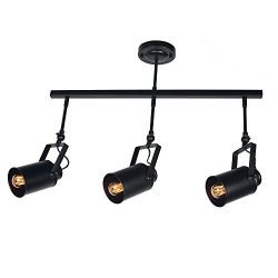 Baiwaiz 3-Light Track Lighting Kit, Metal Industrial Track Light with Cylinder Shaped Lamp Shade ...