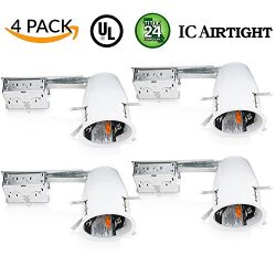 Sunco Lighting 4 PACK – 4″ inch Remodel LED Can Air Tight IC Housing LED Recessed Li ...