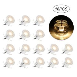 Tomshine 16 Pack Recessed LED Deck Light Kit, High Bright In Ground Outdoor Landscape LED Lighti ...