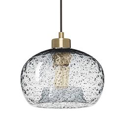 Casamotion Mini Pendant Light Handblown Rustic Seeded Glass Drop ceiling lights, Hanging Light w ...