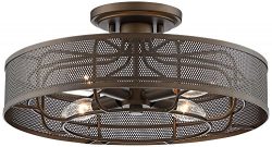 Nevin 15″ Wide Oil Rubbed Bronze Metal Outdoor Ceiling Light