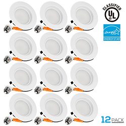 12 PACK Wet Location 4-inch Dimmable Recessed LED Downlight, 13W (85W Equivalent), ENERGY STAR,  ...