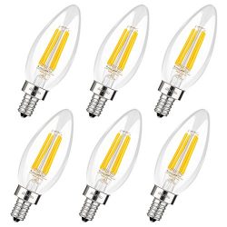 Albrillo E12 LED Candelabra Bulb 4W, 40 Watt Ceiling Fan Light Bulbs Equivalent, 2700K Warm Whit ...