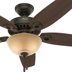 Hunter Fan 52″ Traditional New Bronze Ceiling Fan with Toffee Glass Light Kit, 5 Blade (Ce ...