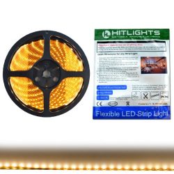 Weatherproof Warm White LED Light Strip, 3528-16.4 Feet, 300 LEDs, 3000K, 72 Lumens per Foot. 12V DC